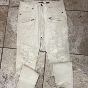 Men's White Distressed Jeans